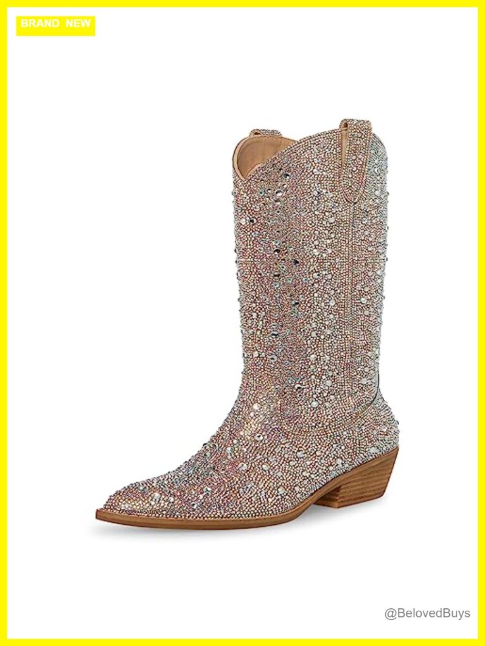 Pointed Toe Pull-On Mid-Calf Western Bootie Synthetic Rubber Sole
